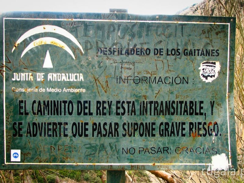 Cartel Caminito del Rey Intransitable